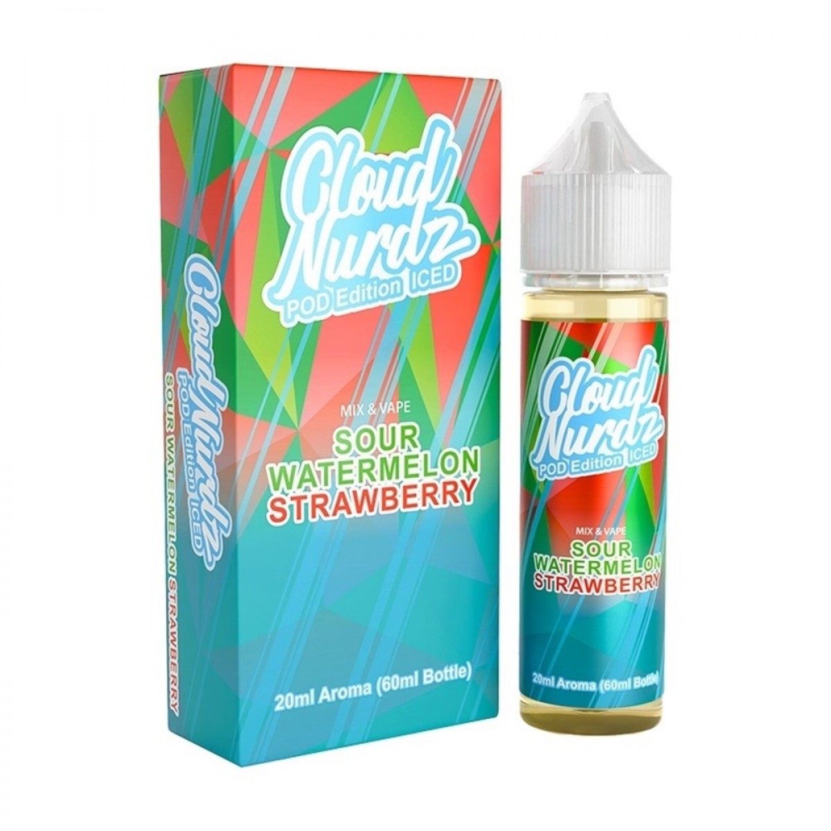 Cloud Nurdz Sour Watermelon Strawberry Pod Edition Iced Flavorshot 20ml/60ml